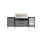 Burnout BBQ Modular Outdoor Kitchen Island on Casters w/ Flammkraft Model D Built-In Grill, Caso 2.2 Cu Ft Refrigerator, and Propane Pullout - Smoke