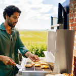 Burnout BBQ Modular Outdoor Kitchen Island on Casters w/ Flammkraft Model D Built-In Grill, Caso 2.2 Cu Ft Refrigerator, and Propane Pullout - Smoke - Image 3