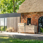 Burnout BBQ Modular Outdoor Kitchen Island on Casters w/ Flammkraft Model D Built-In Grill, Caso 2.2 Cu Ft Refrigerator, and Propane Pullout - Smoke - Image 4