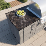 WeatherStrong Abaco 7 Ft Outdoor Kitchen Island w/ DCS Natural Gas Grill & Side Burner in Shell White/Midnight Ice - Image 8