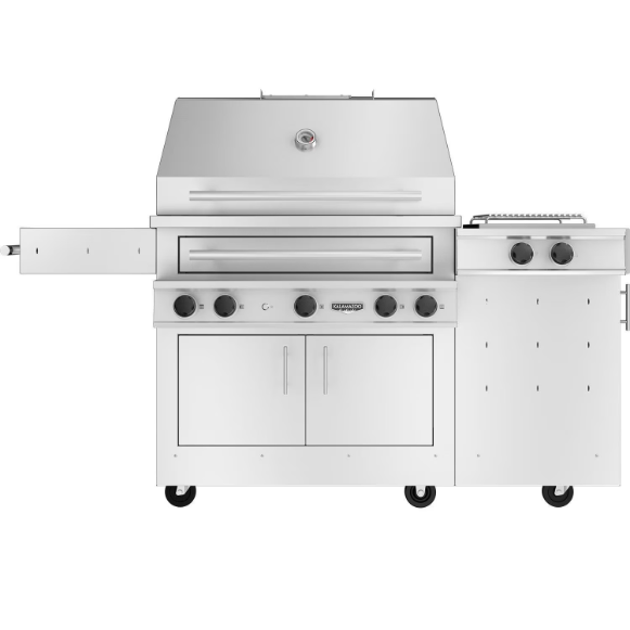 duttpack-4762 Kalamazoo K750HS Freestanding Hybrid Fire Grill w/ Side Burner - 30 lb Propane Cylinder - K750HS-2-2-NA-LP30-S4 - Image 1