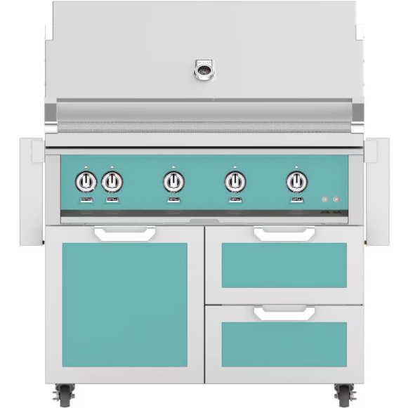 duttpack-5339 Hestan 42-Inch Propane Gas Grill W/ Sear Burner & Rotisserie On Double Drawer & Door Tower Cart - Bora Bora - GMBR42-LP-TQ - Image 1