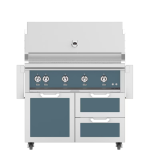 Hestan 42-Inch Propane Gas Grill W/ Rotisserie On Double Drawer & Door Tower Cart - Pacific Fog - GABR42-LP-GG