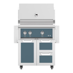 Hestan 30-Inch Propane Gas Grill W/ Sear Burner & Rotisserie On Double Drawer & Door Tower Cart - Pacific Fog - GMBR30-LP-GG