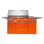 Alfresco ALXE 56-Inch Freestanding Propane Deluxe Grill With Rotisserie And Side Burner in Luminous Orange - ALXE-56C-LP-S2005