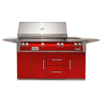 Alfresco ALXE 56-Inch Freestanding Propane Deluxe Grill On Refrigerated Cart With Rotisserie And Side Burner in Carmine Red - ALXE-56R-LP-S3002